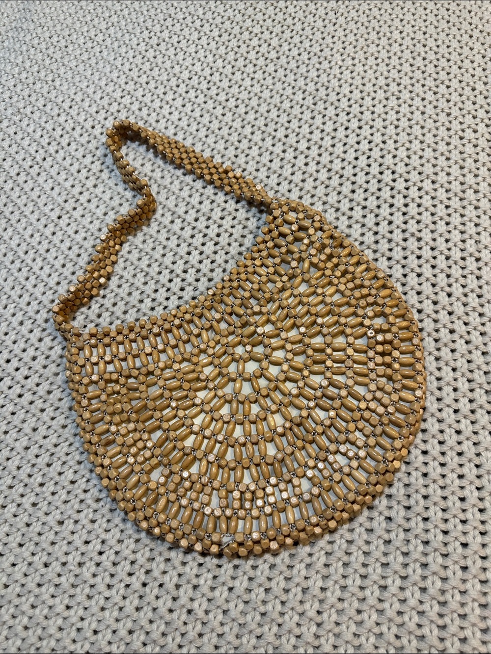The Sak Beaded Crescent Shoulder Bag in Tan - Picture 4 of 4